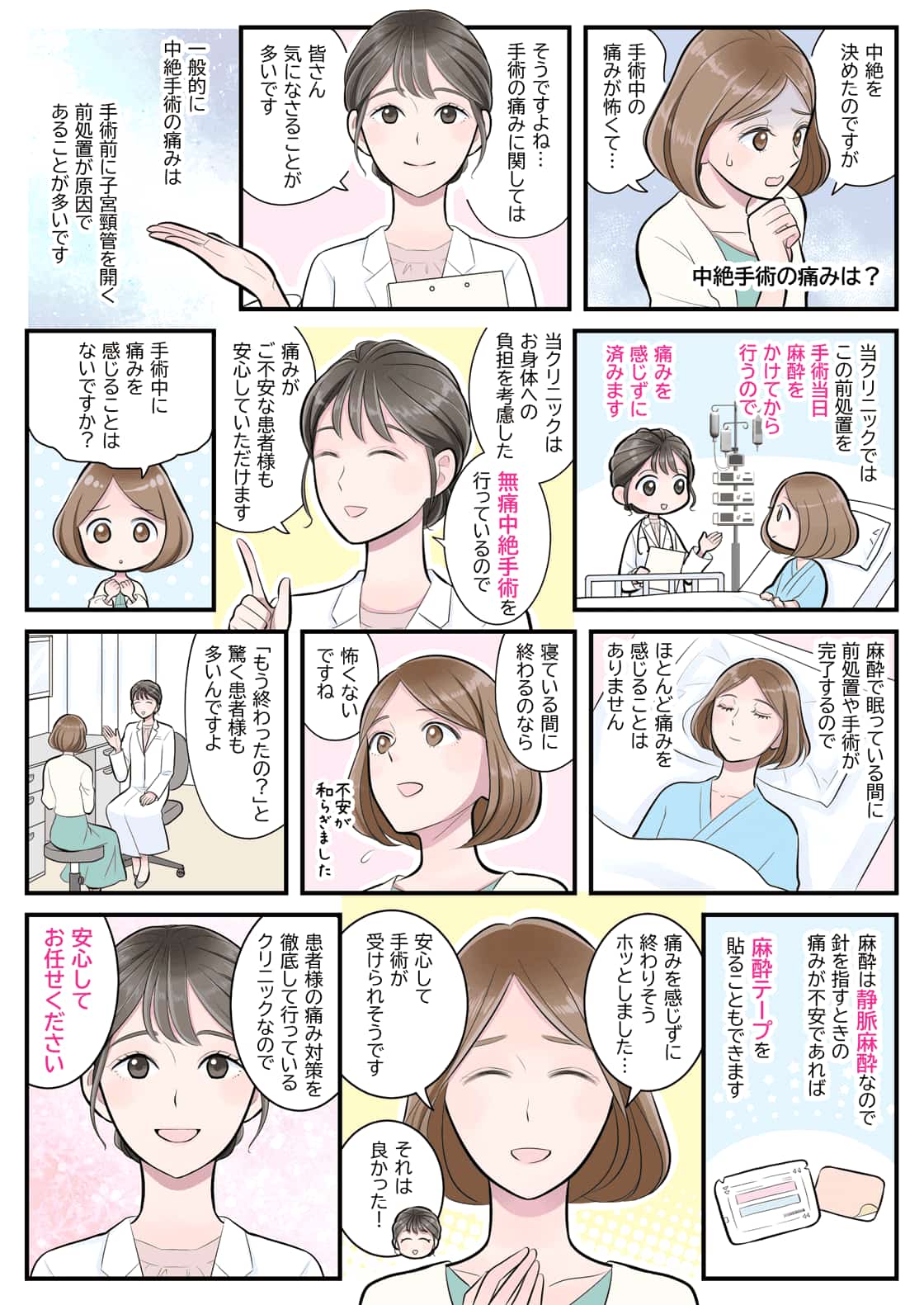 【漫画で解説】中絶手術の痛みについて｜仙台駅前婦人科クリニックの無痛の取り組み